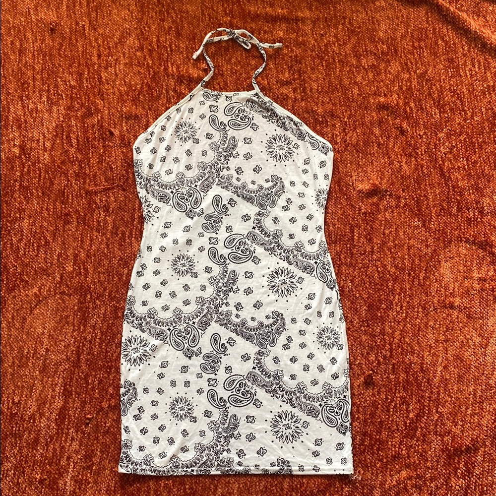 PLT Black and White Halter Dress